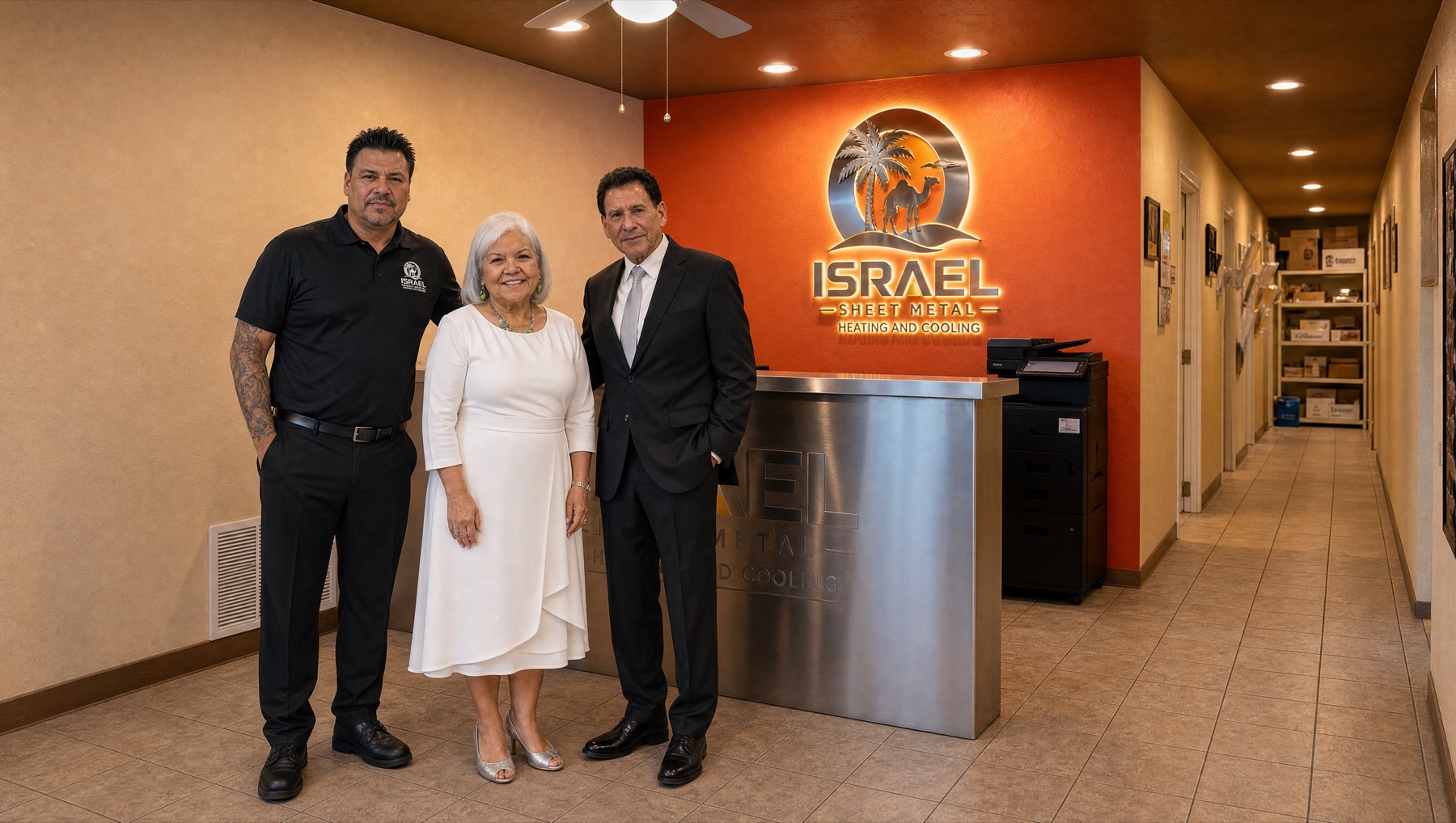 The López family — José, Oralia, and Israel López, founders of Israel Sheet Metal